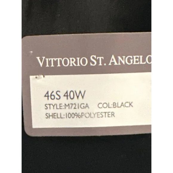 Vittorio St. Angelo Mens Black Mandarin Collar Blazer 46S 40W 100% Polyester